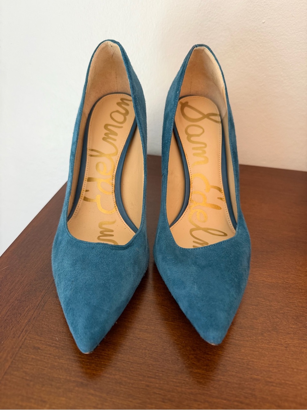 Sam Edelman Hazel Teal Blue Suede Pointed Toe Pumps Size 9.5